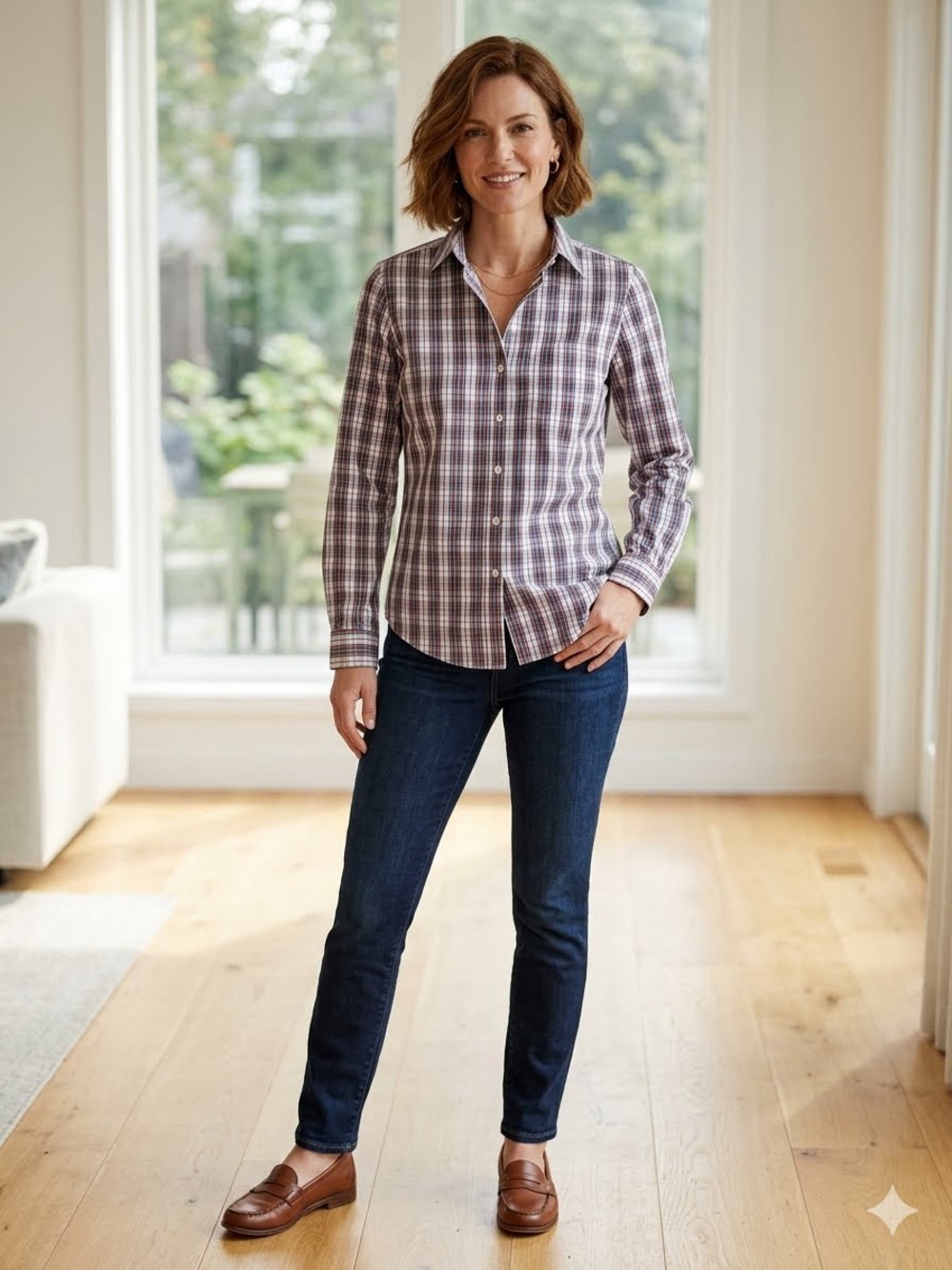 LL Bean Women's Plaid Button Up Shirt Wrinkle Free Long Sleeve Multicolor Size